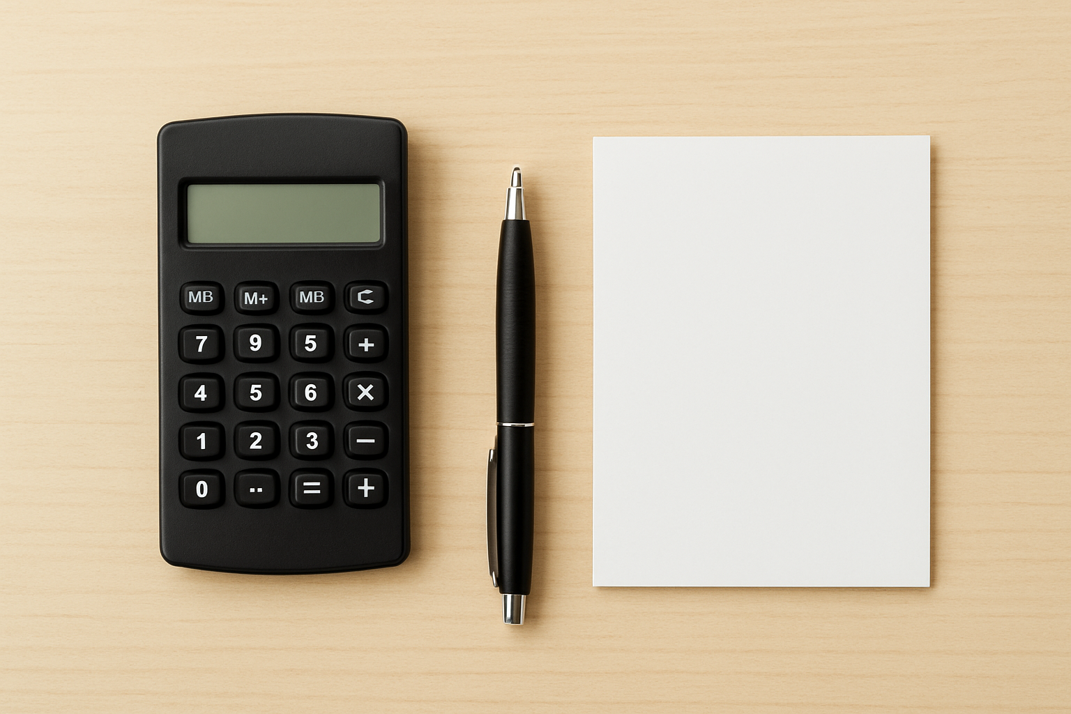 Pen and calculator on desk